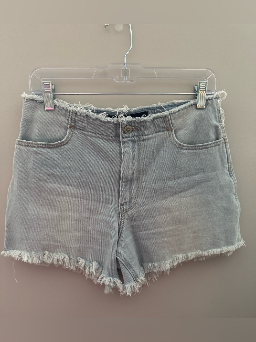Hollister Light Blue Frayed Hem Denim Shorts